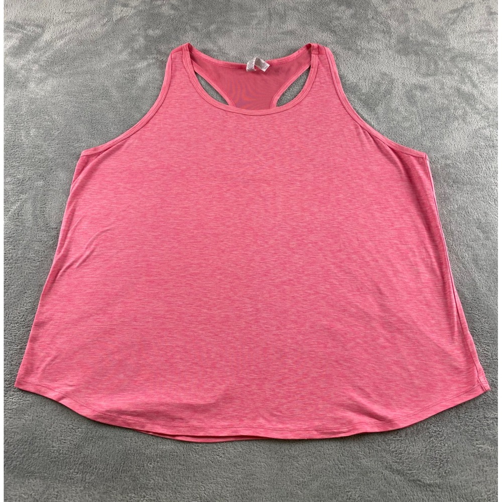 RBX Womens 2X Pink Heathered Racerback Mesh Panel Activewear Tank Top CR3298X